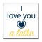 Crafted Creations White and Yellow "I love you a latke" Hanukkah Square Cotton Wall Art Decor 20" x 20"